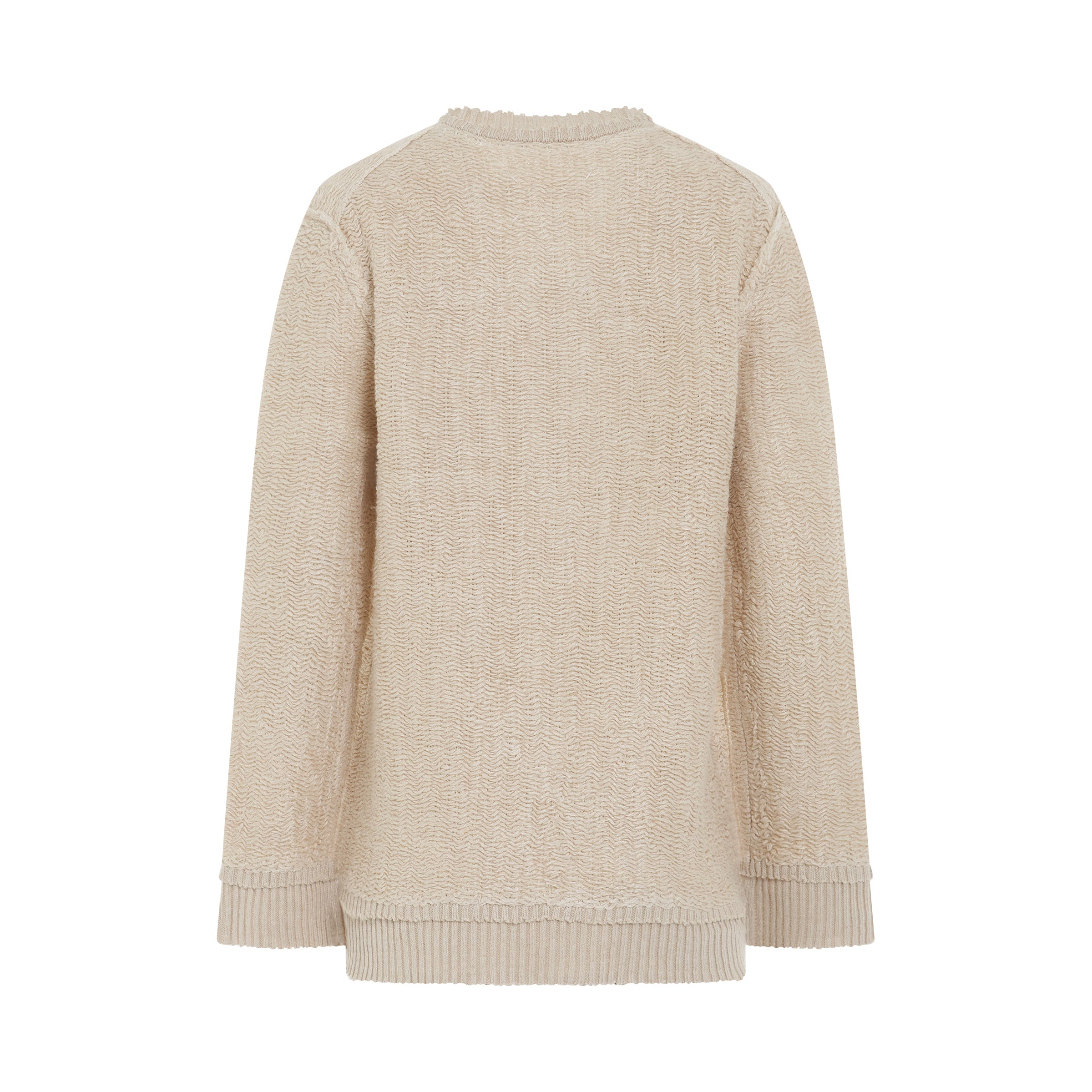 Raw Woven Oversize Knit Sweater in Beige - 4