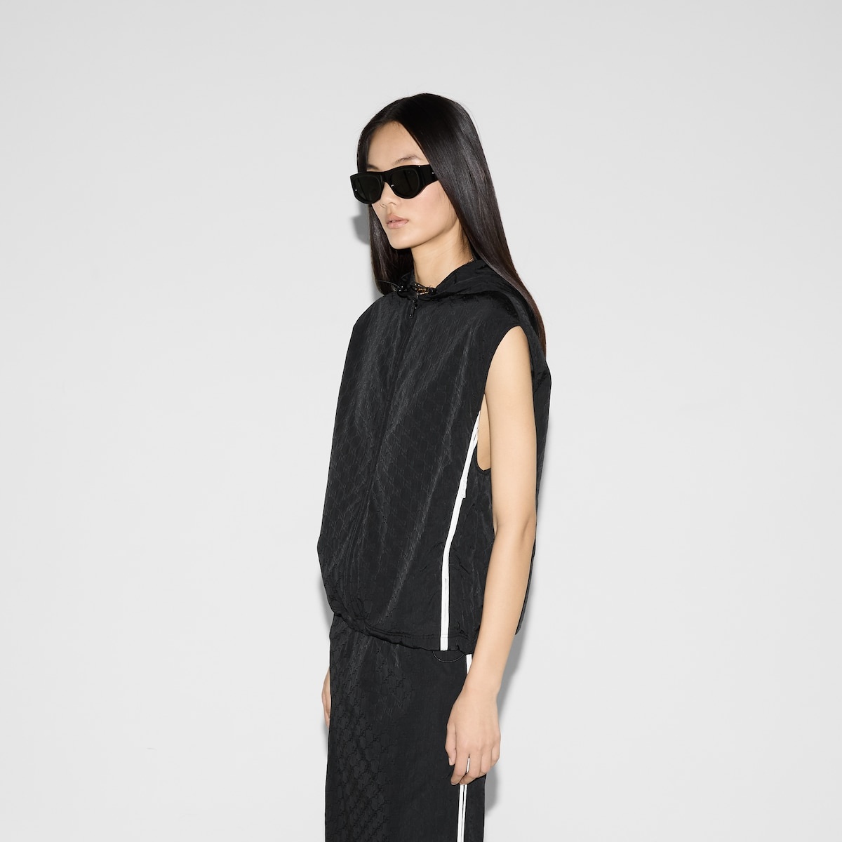 GG nylon hooded gilet - 3