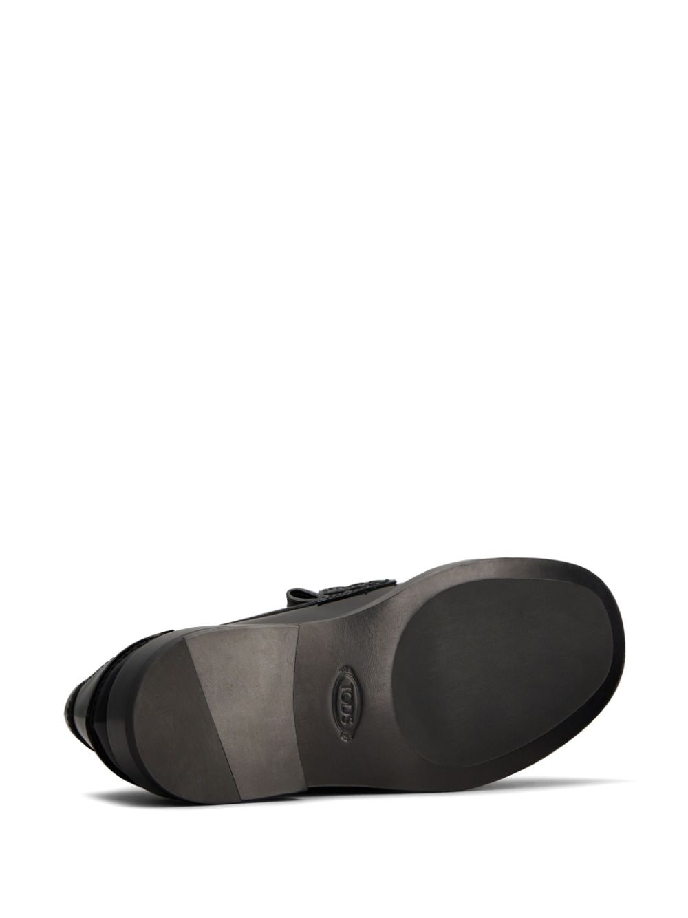 logo-plaque leather loafers - 4
