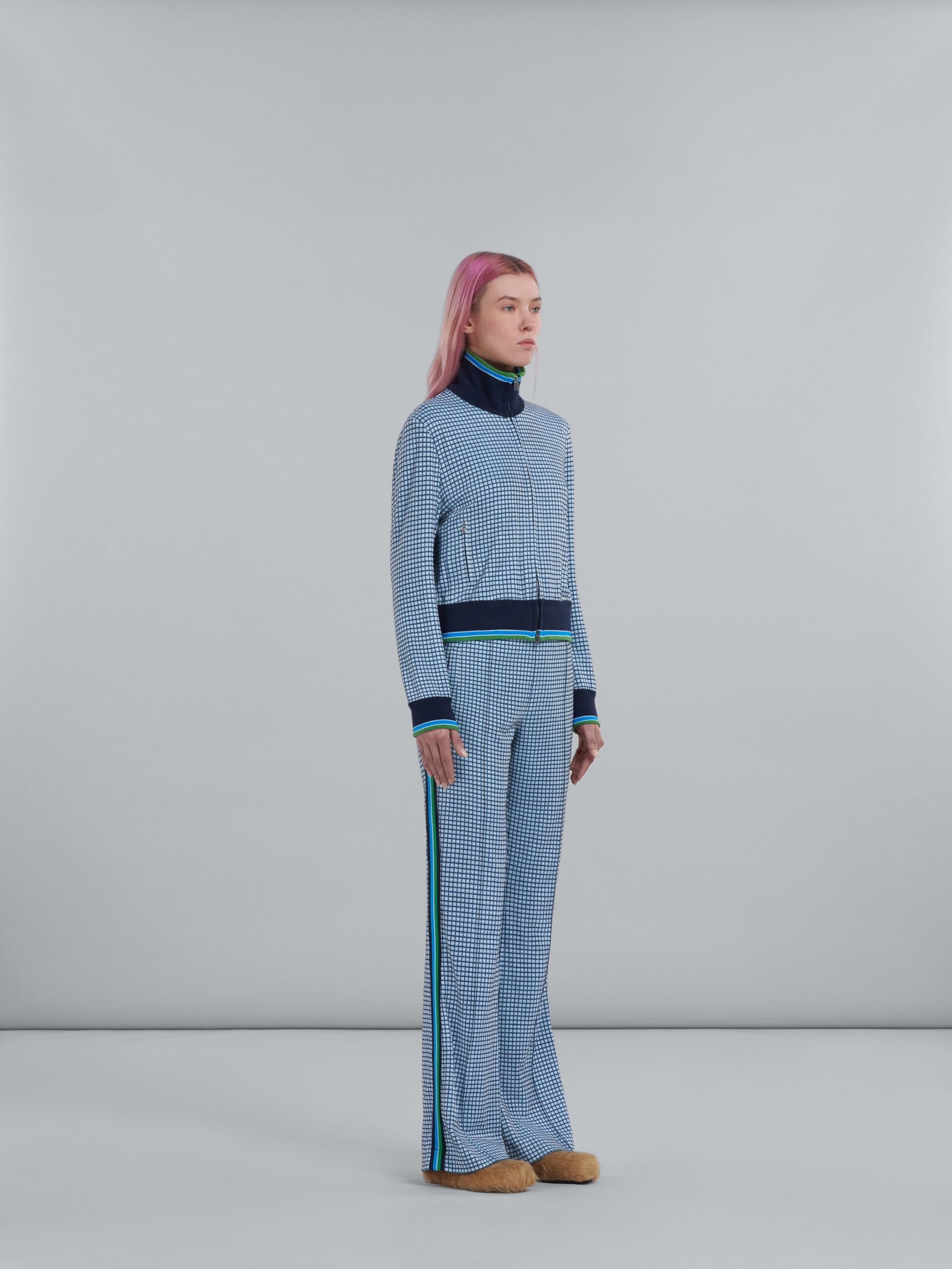 LIGHT BLUE JACQUARD FABRIC JACKET - 5