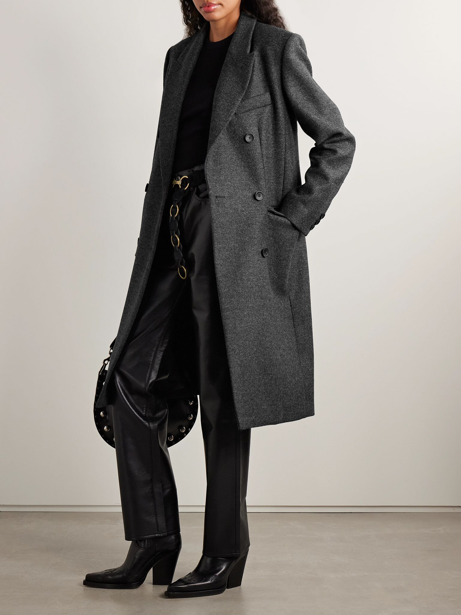Irene double-breasted wool-felt coat Gray - 2