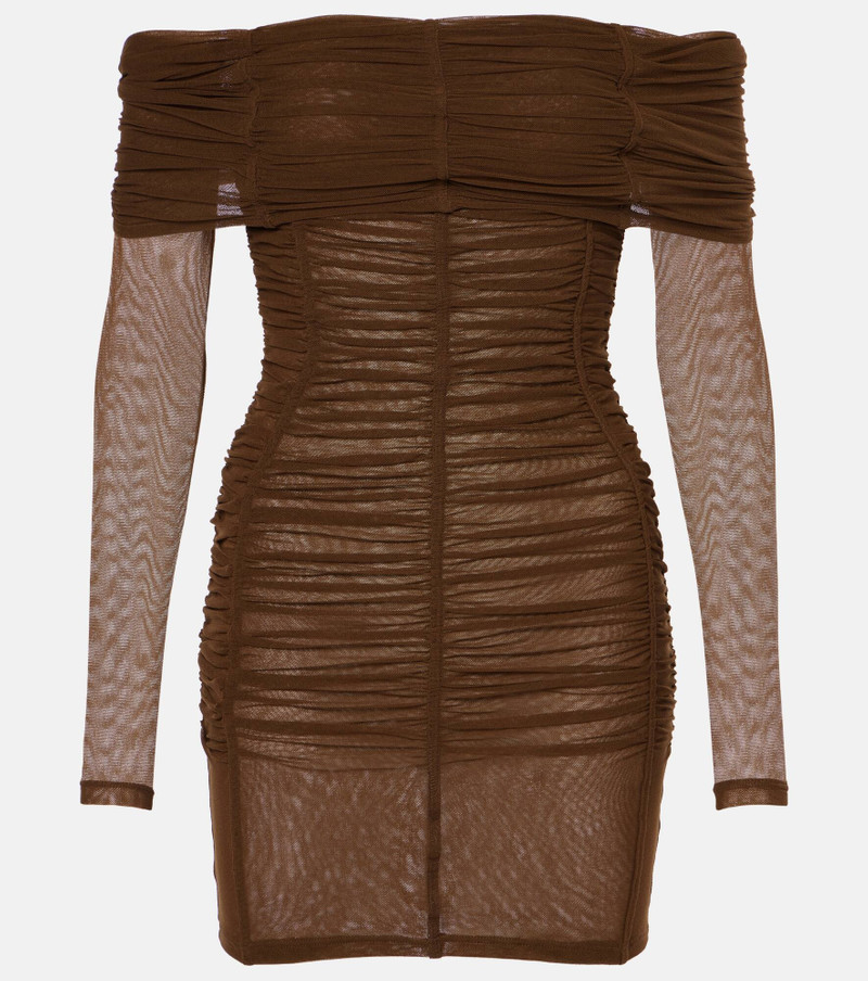 Ruched off-shoulder jersey minidress - 1