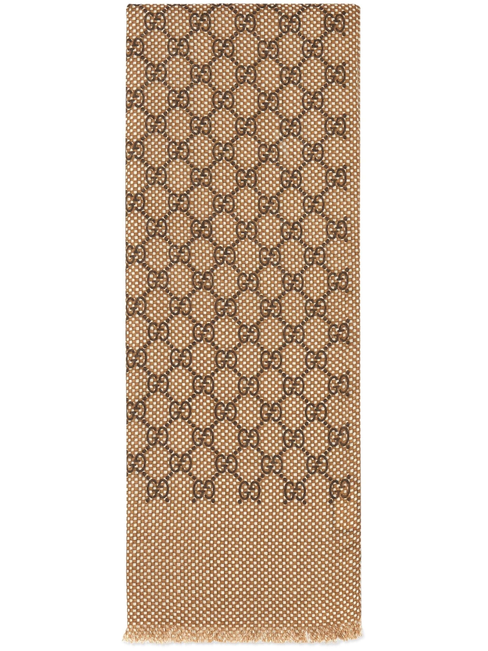 Neutral GG Jacquard Wool Scarf - 1