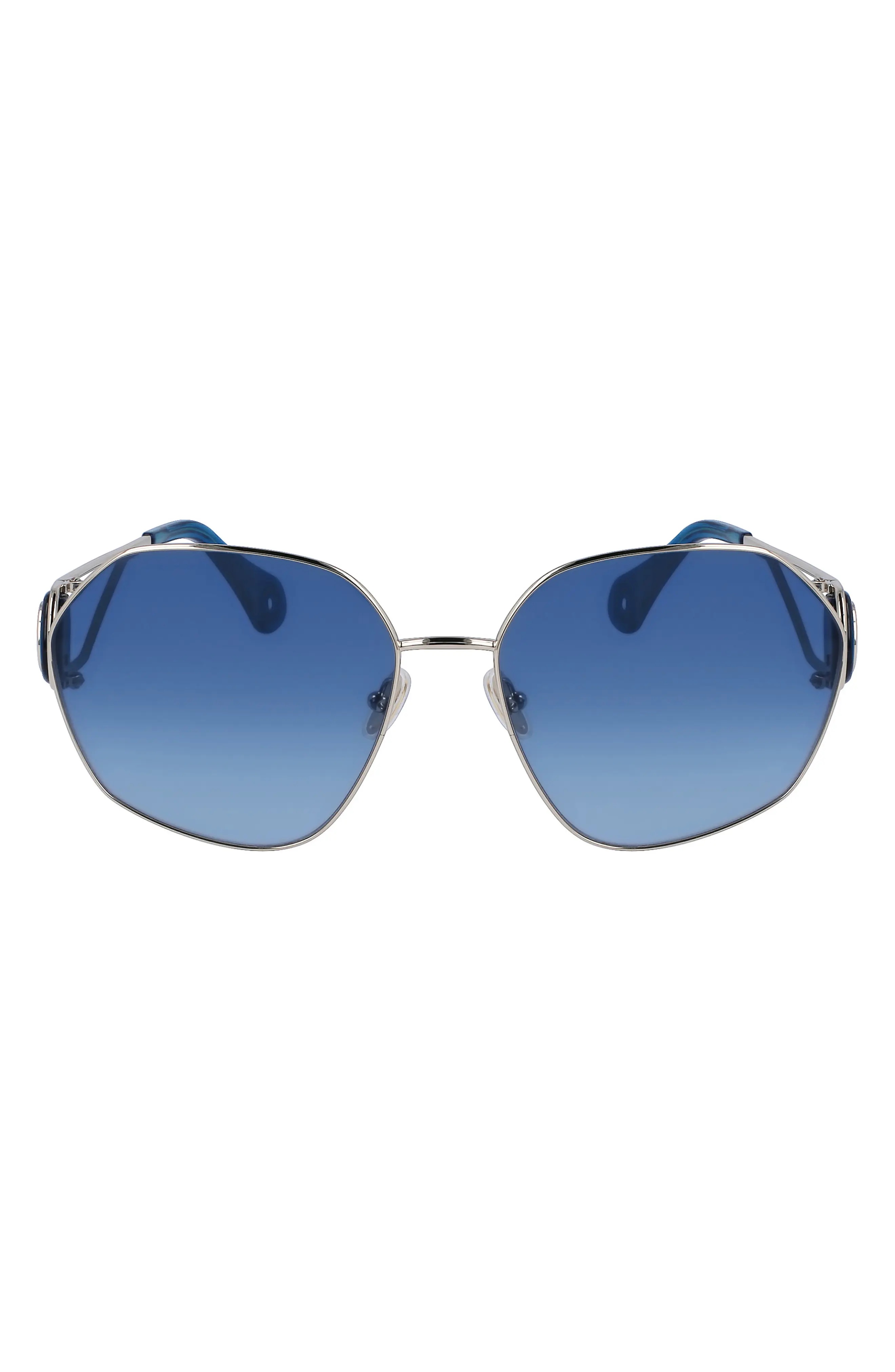 Mother & Child 62mm Oversize Rectangular Sunglasses in Gold/Gradient Blue - 1