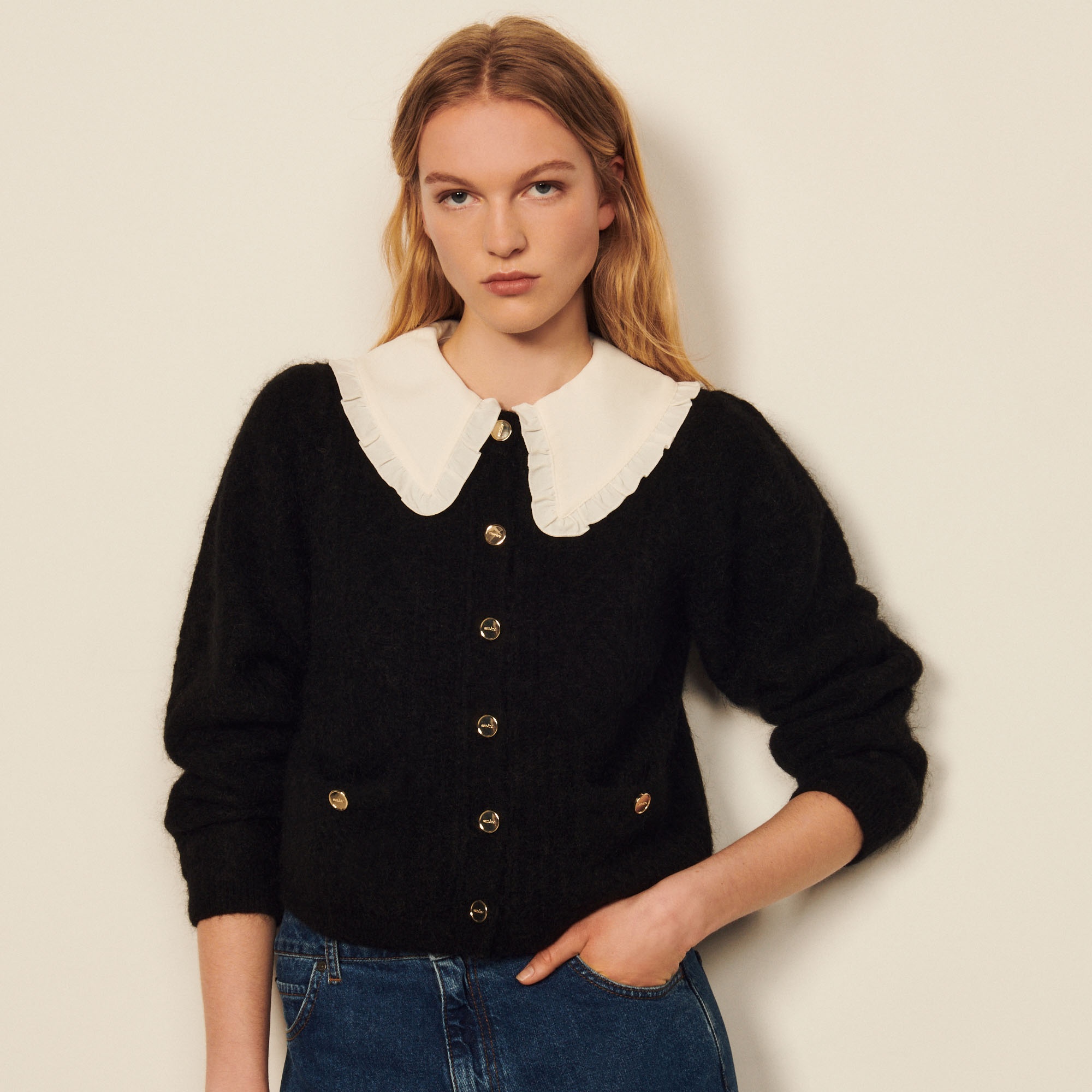 Cardigan with detachable collar - 2