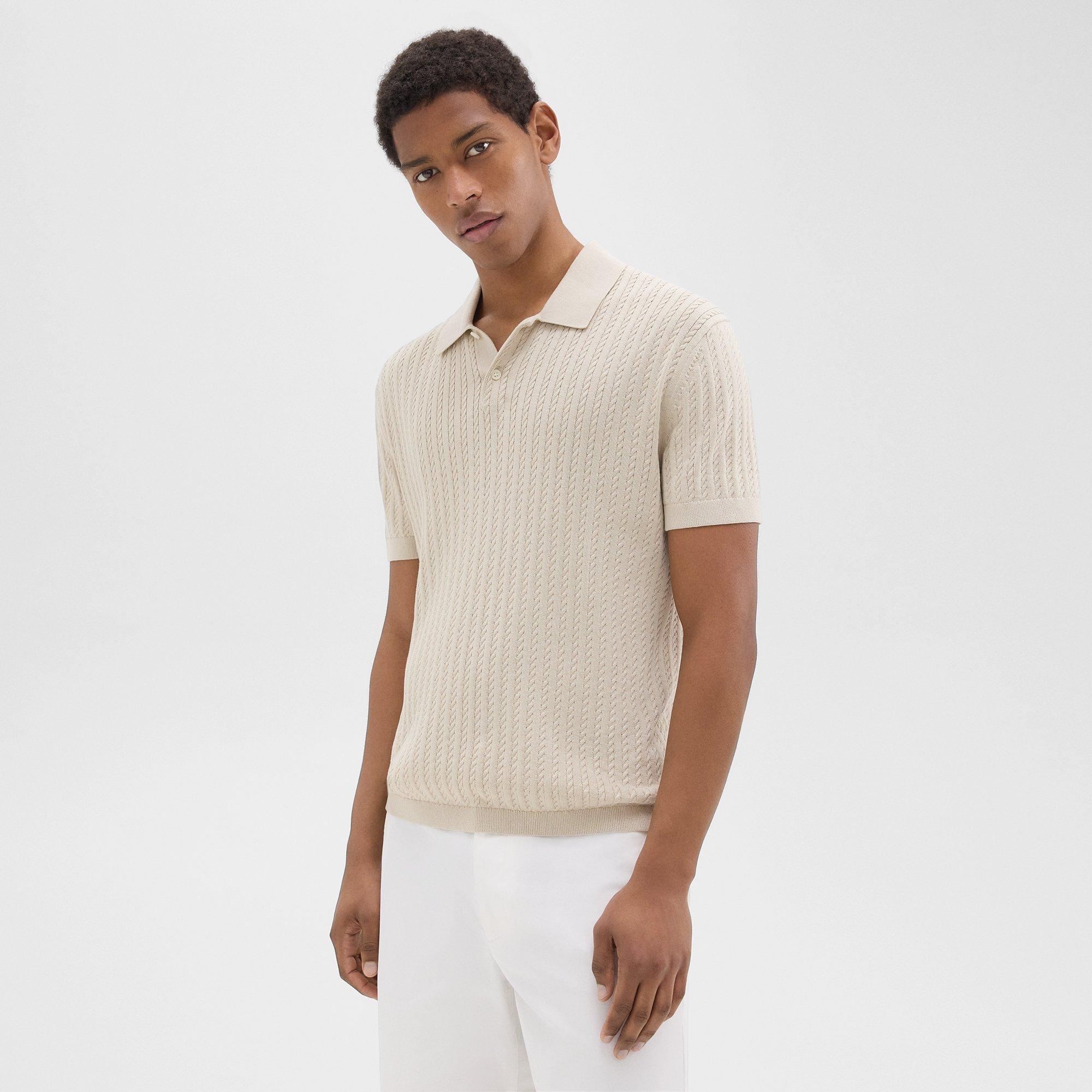 Cable Knit Polo in Cotton - 3