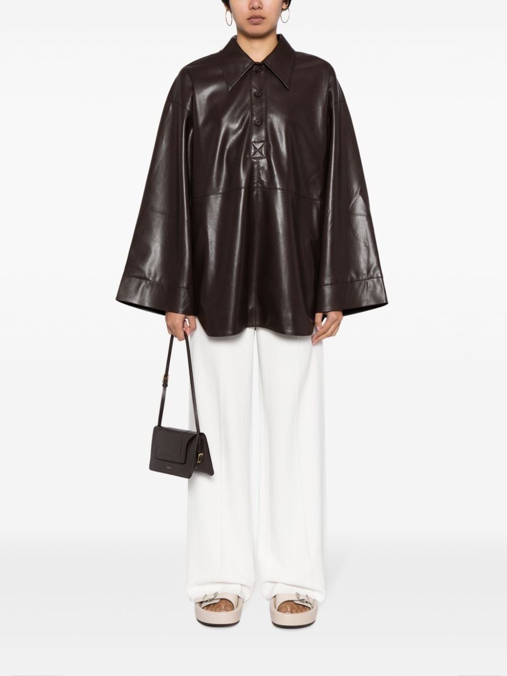 Clarice faux leather polo shirt - 2