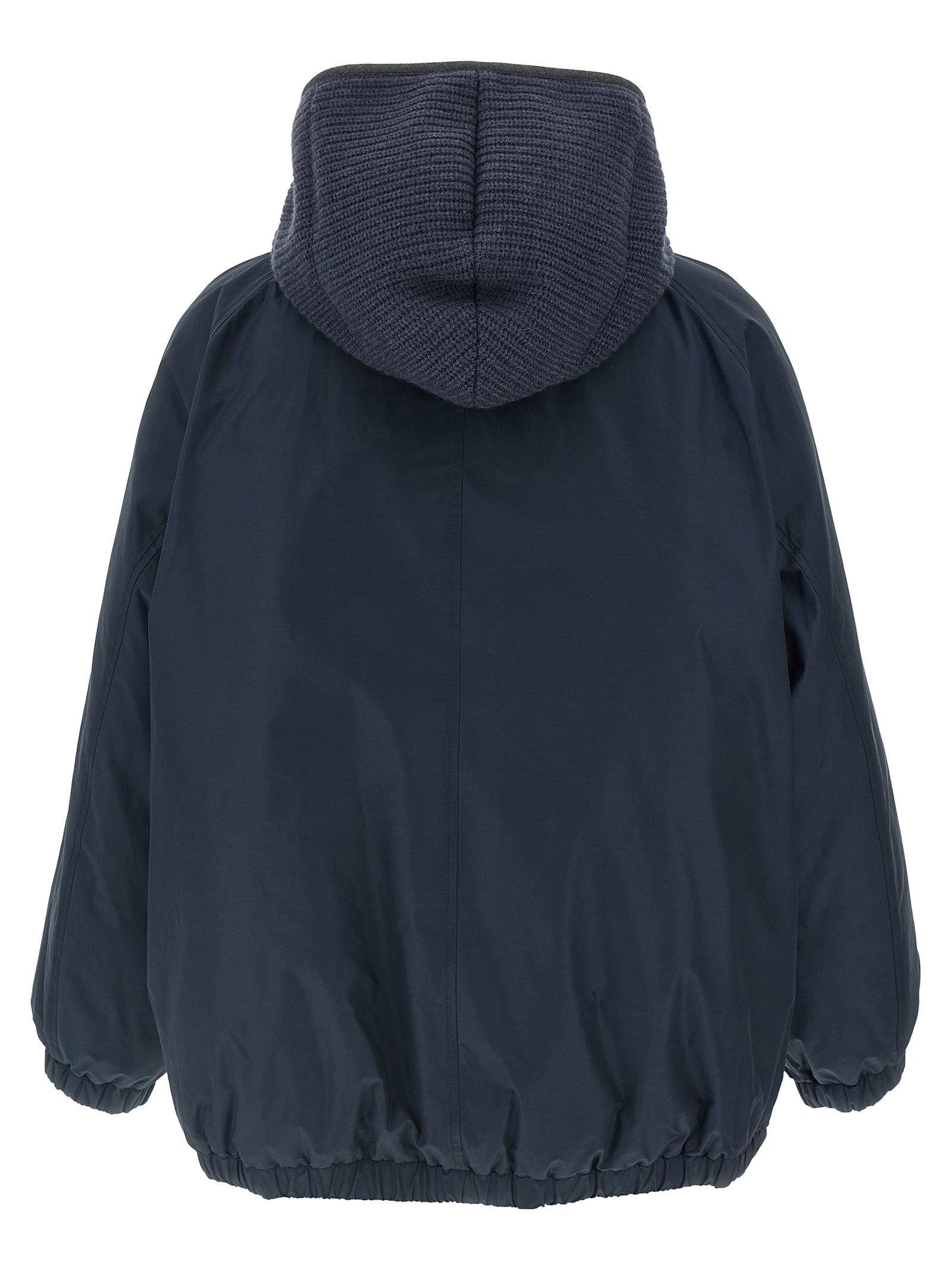 Knitted Hooded Down Jacket Puffer Jackets Blue - 3