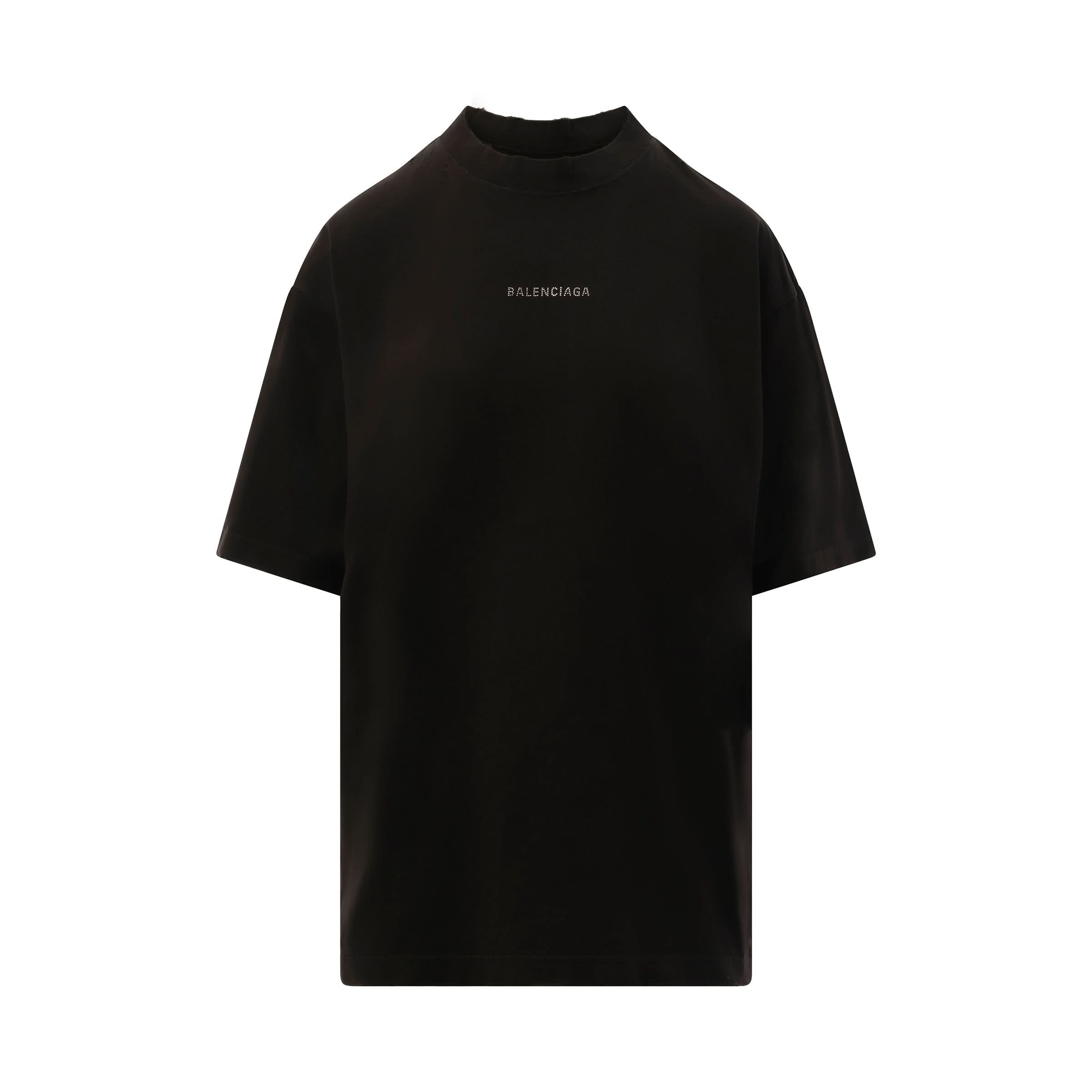 【関税込み】balenciaga BALENCIAGA BACK STRASS' T-SHIRT BALENCIAGA Back Strass Medium Fit T-Shirt in Faded Black