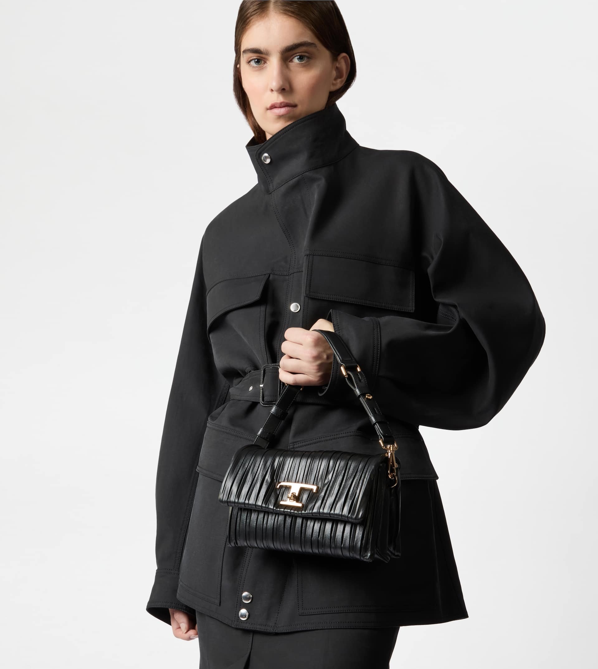 T TIMELESS FLAP BAG IN LEATHER MINI - BLACK - 2