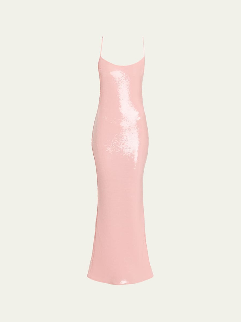 Isis Scoop-Neck Sequin Column Gown 1