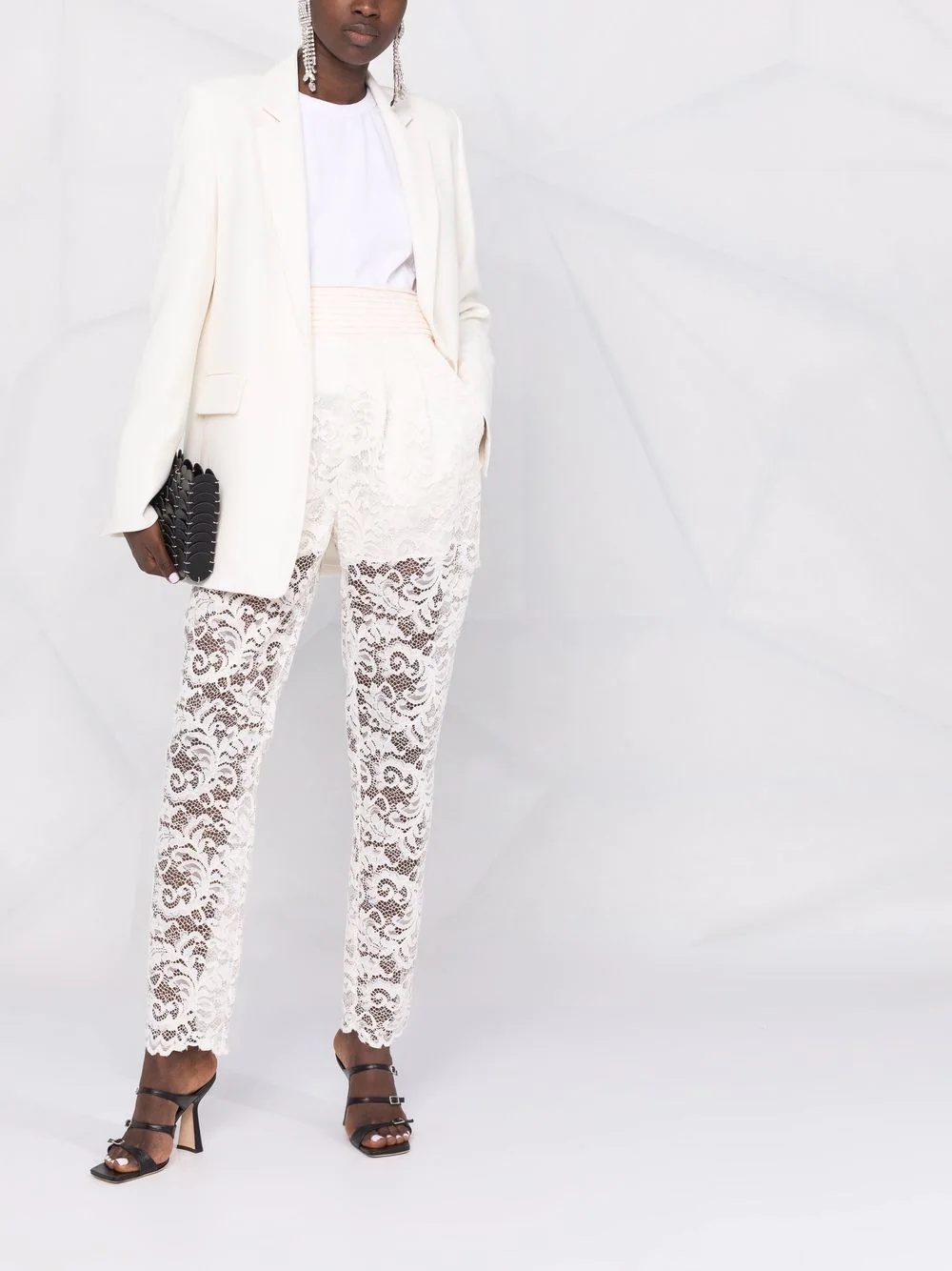 straight-leg lace trousers - 2