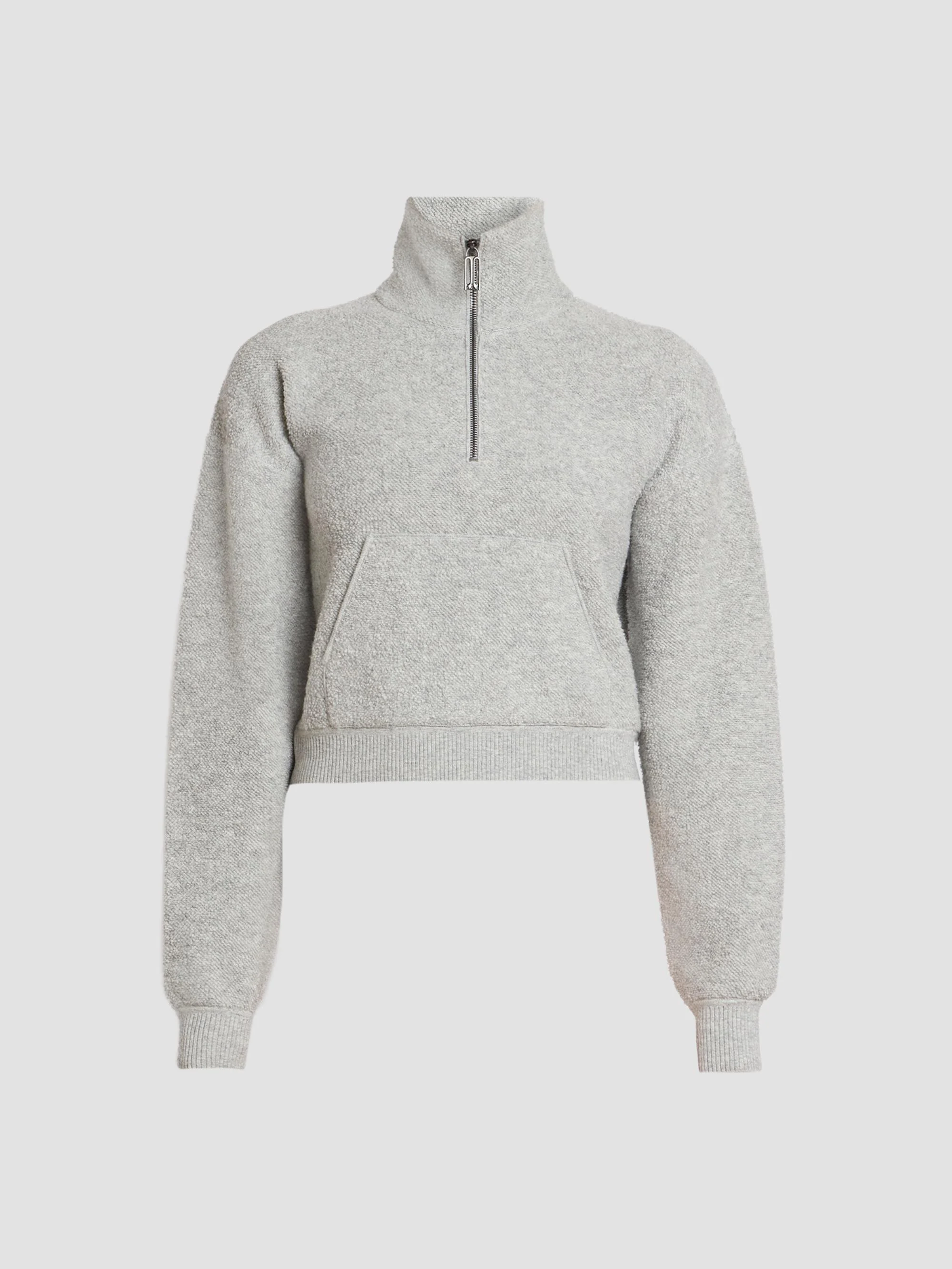 Women's Wool-Blend Half-Zip Sweater - Light Grey Marl - 1
