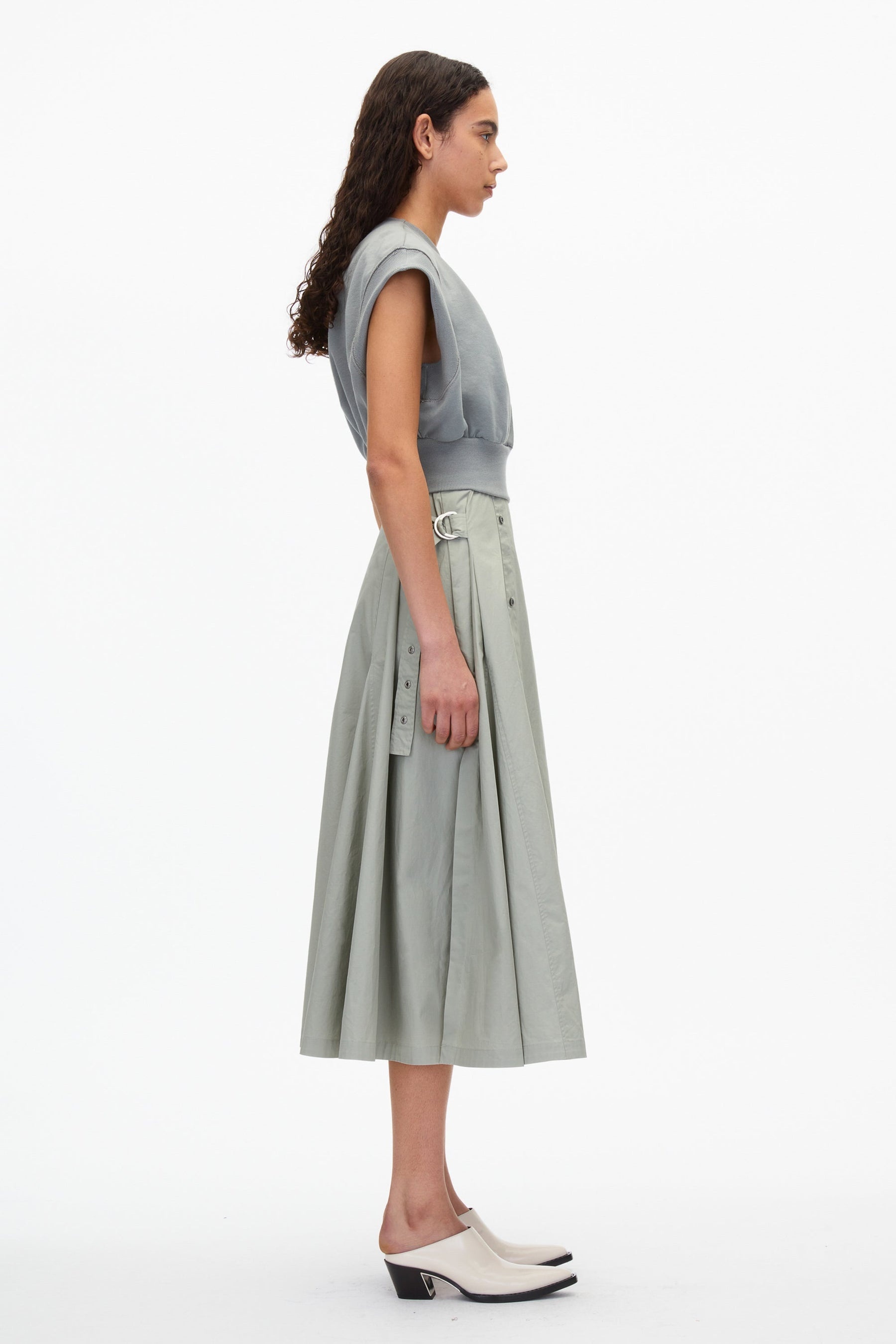 Sweatshirt Combo Dress with Pleated Skirt - 4