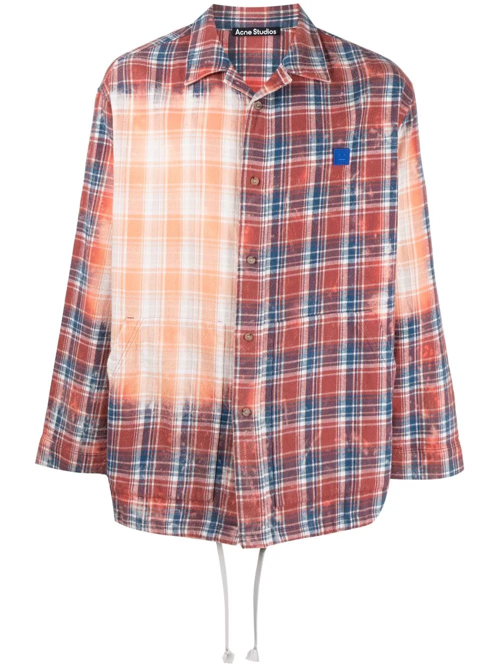 bleached-effect checked shirt - 1