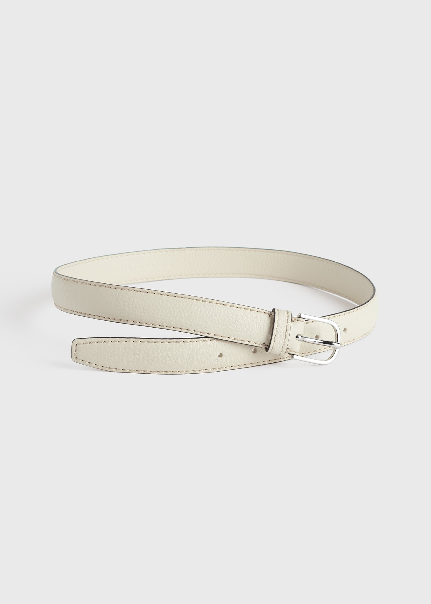 Slim trouser leather belt milk grain - 5