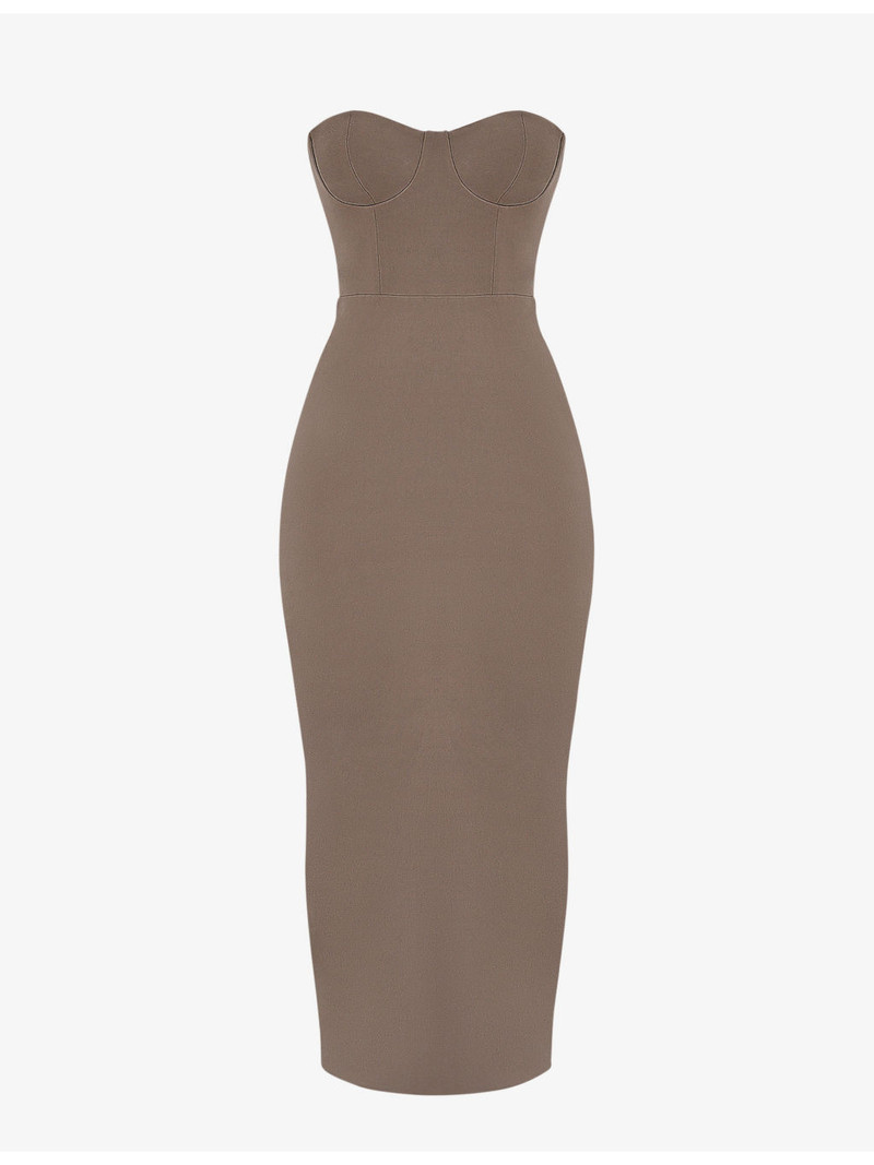Lucia corseted stretch-woven maxi dress 1