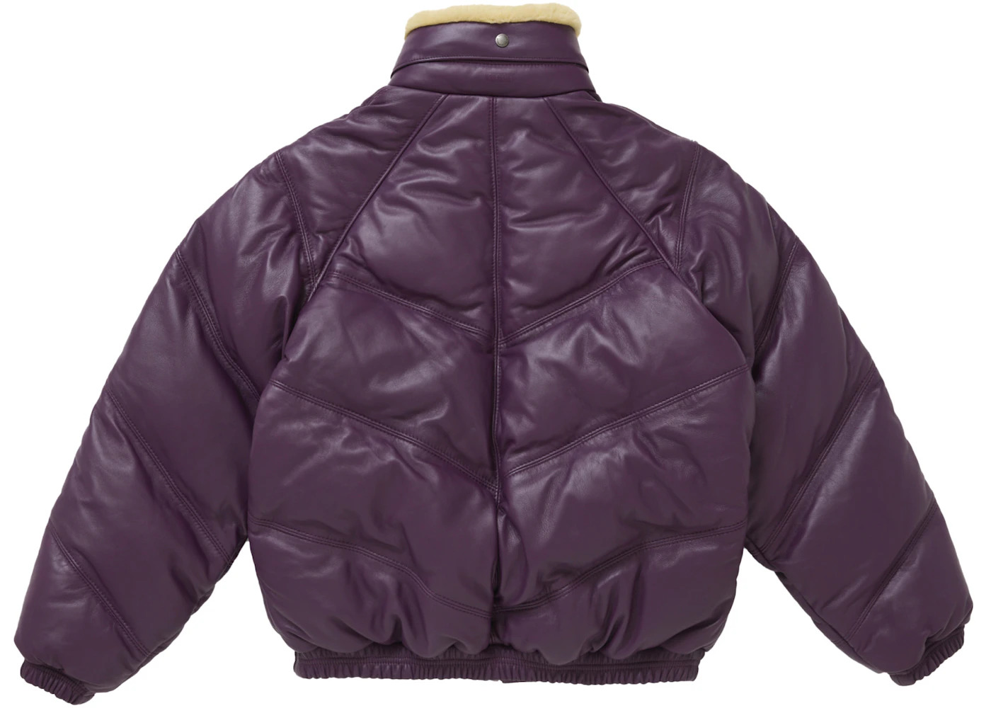 Supreme Schott Chevron Leather Down Puffer Jacket Purple - 3