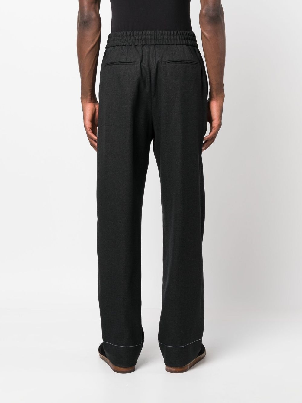 drawstring-waist wool trousers - 4