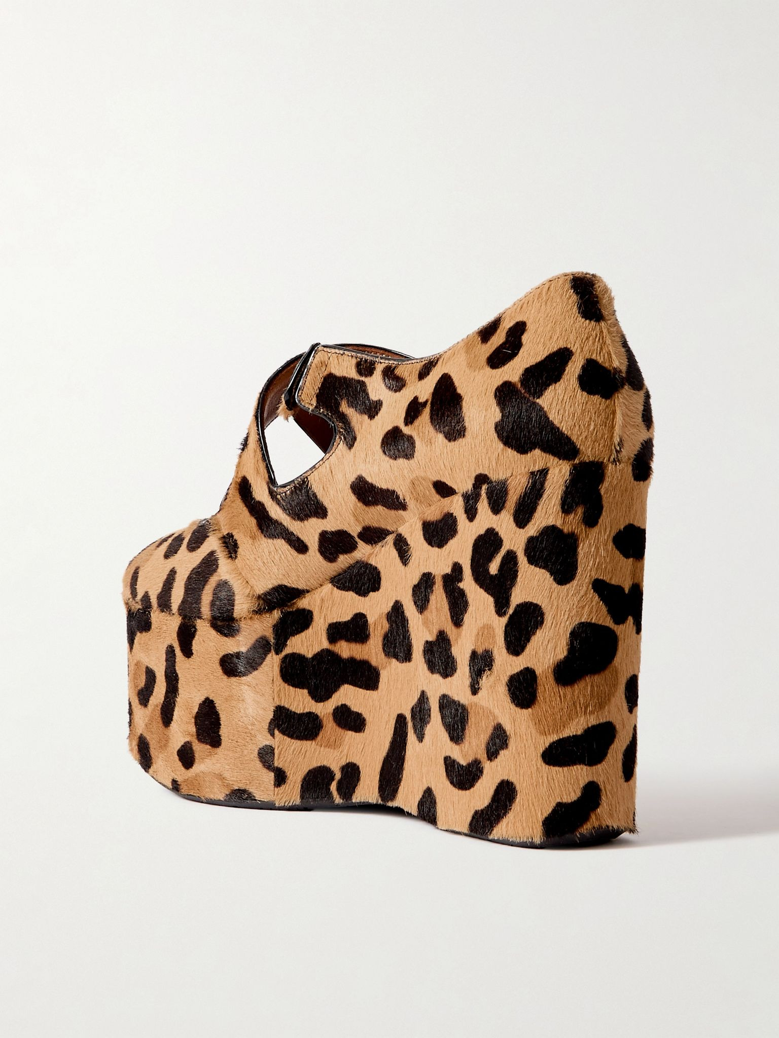 110 leopard-print calf hair platform wedge pumps Leopard print - 3
