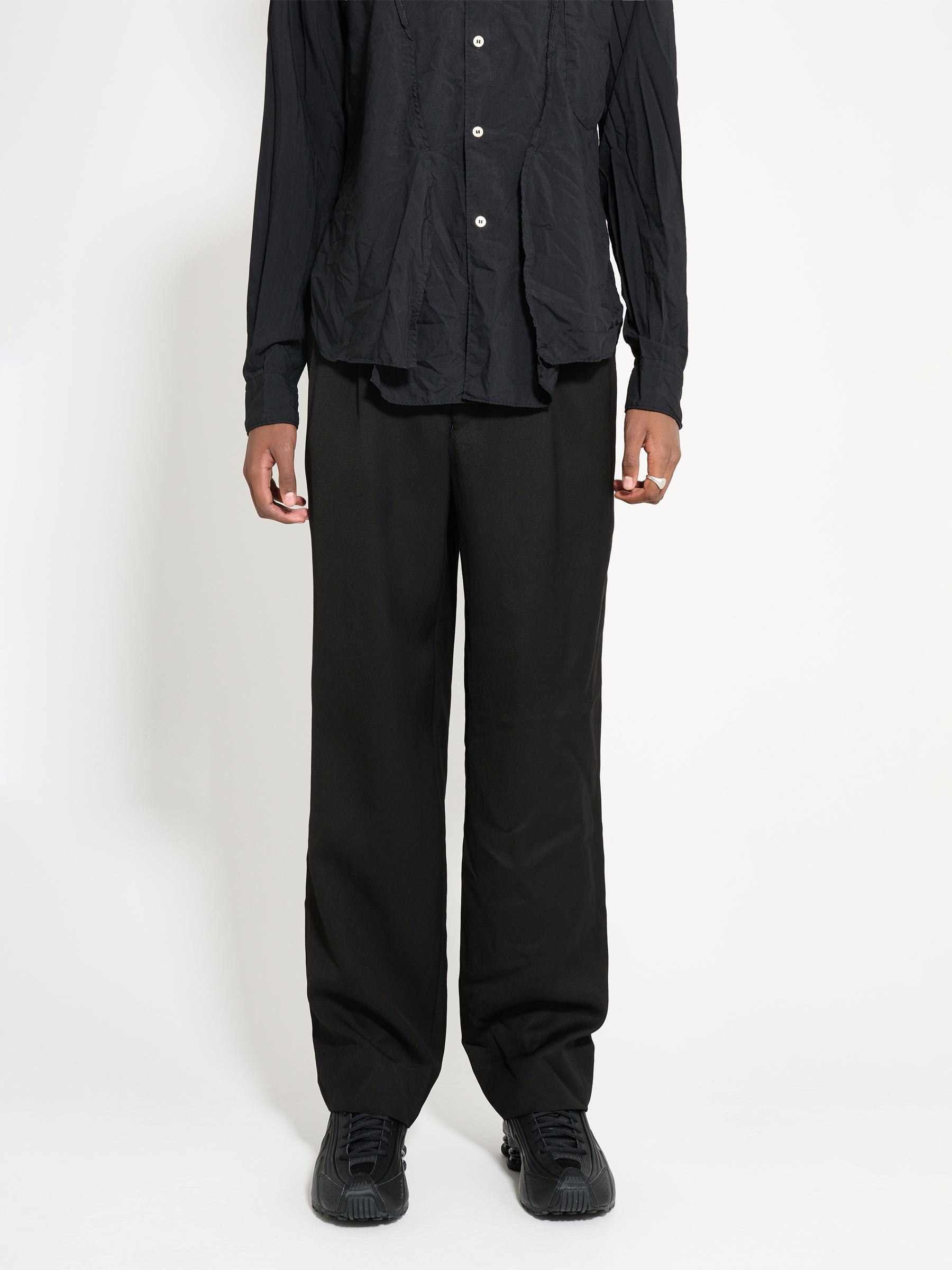 COMME DES GARÇONS HOMME PLUS RAYON LINEN TWILL PANTS BLACK - 2