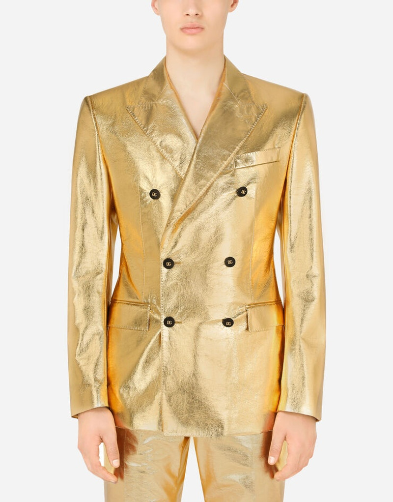 Double-breasted Sicilia suit in laminated fabric 4