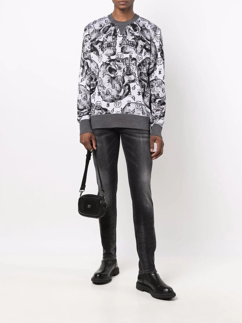 skull print sweatshirt - 2