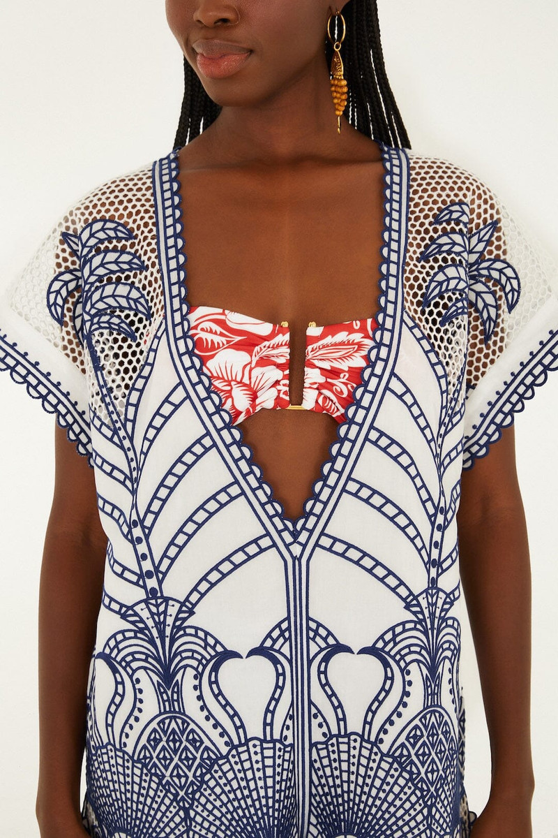 FARM RIO Blue Richelieu Plunging Neck Romper outlook