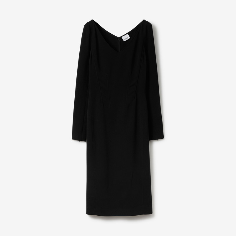 Long-sleeve Stretch Viscose Cady Dress - 1