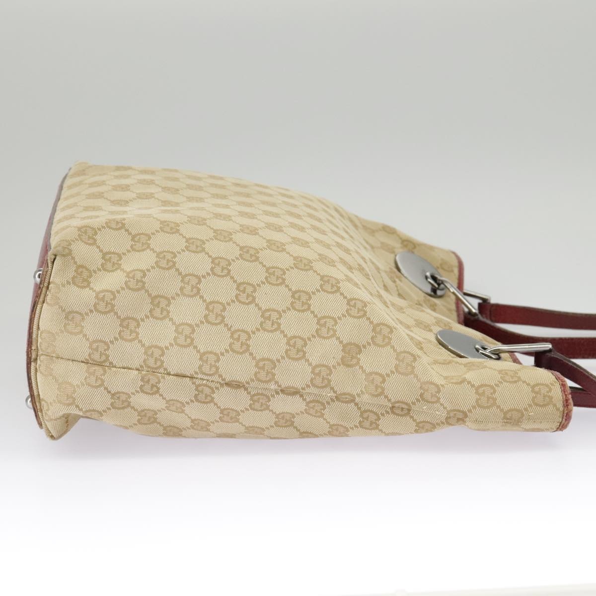 GUCCI GG Canvas Tote Bag Beige Silver Red - 4