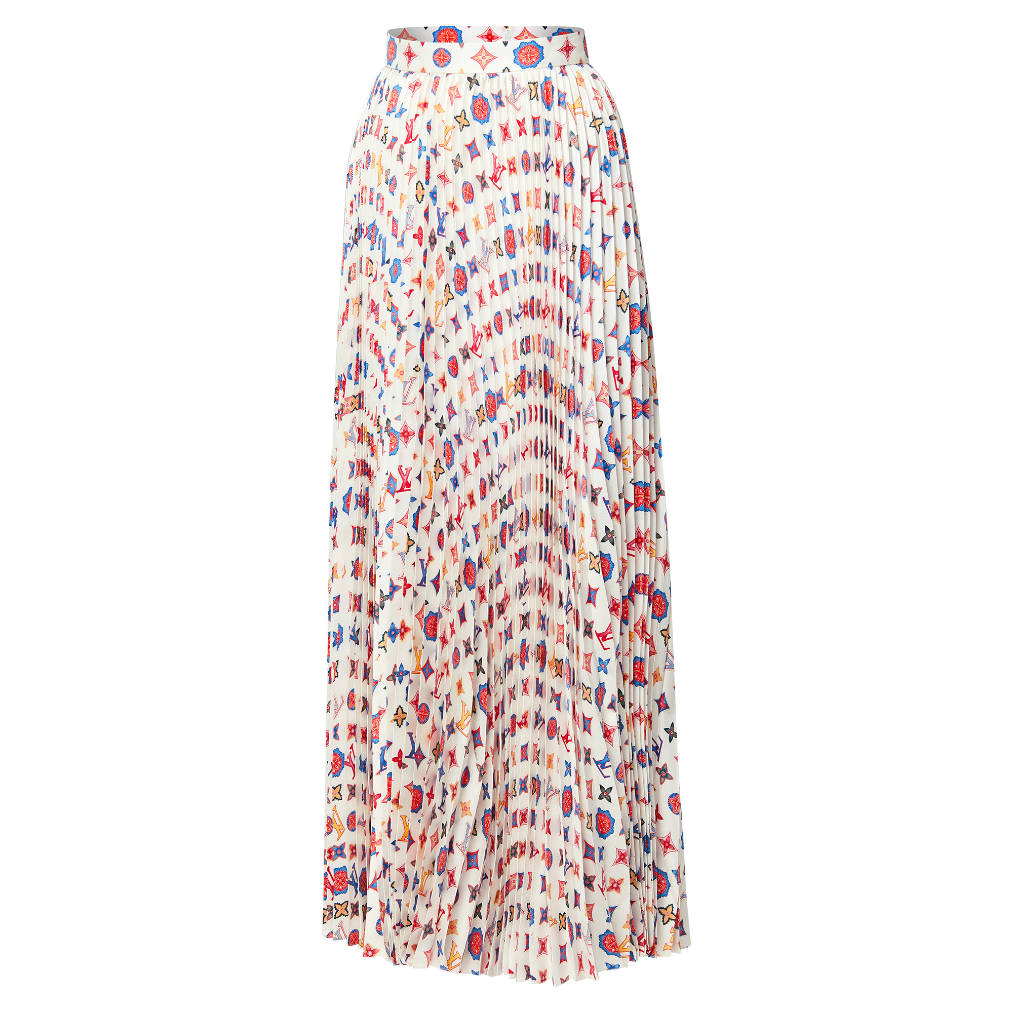 Monogram Silk Pleated Skirt - 2
