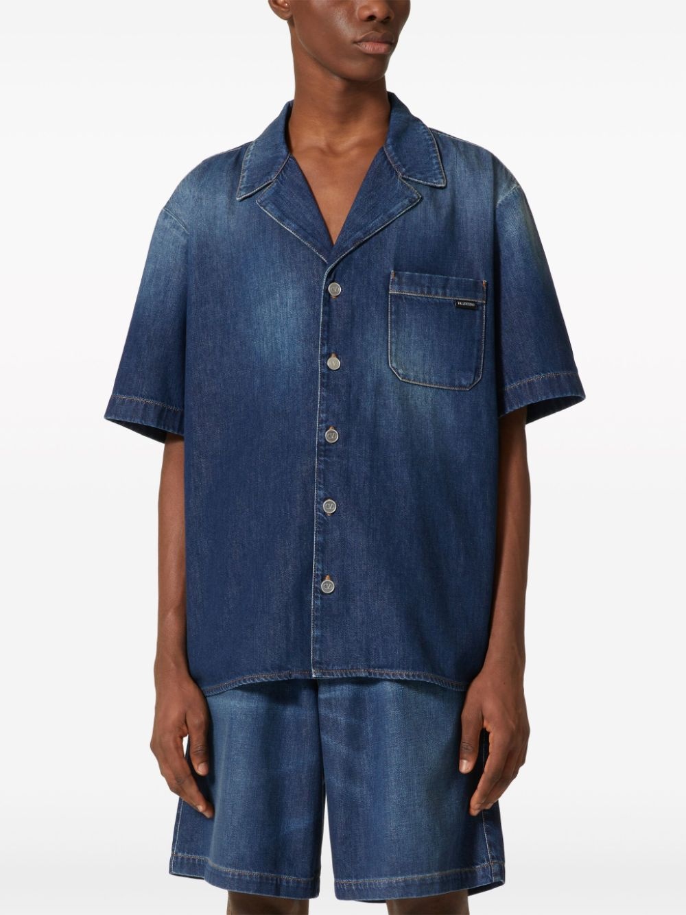 denim chambray bowling shirt - 3