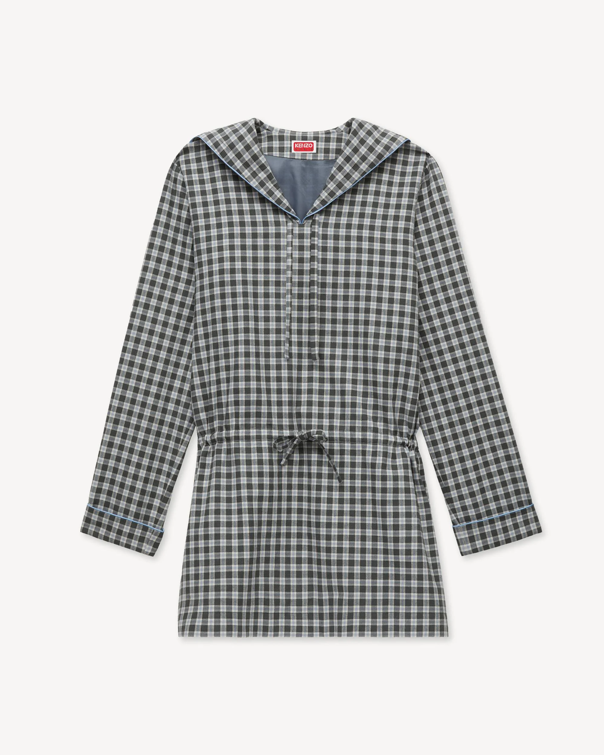 'KENZO Checks' short dress in wool cotton - 1