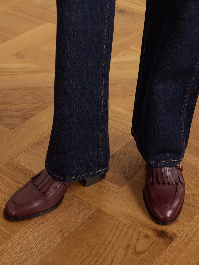 Loro Piana Pennan Fringed Leather Loafers outlook