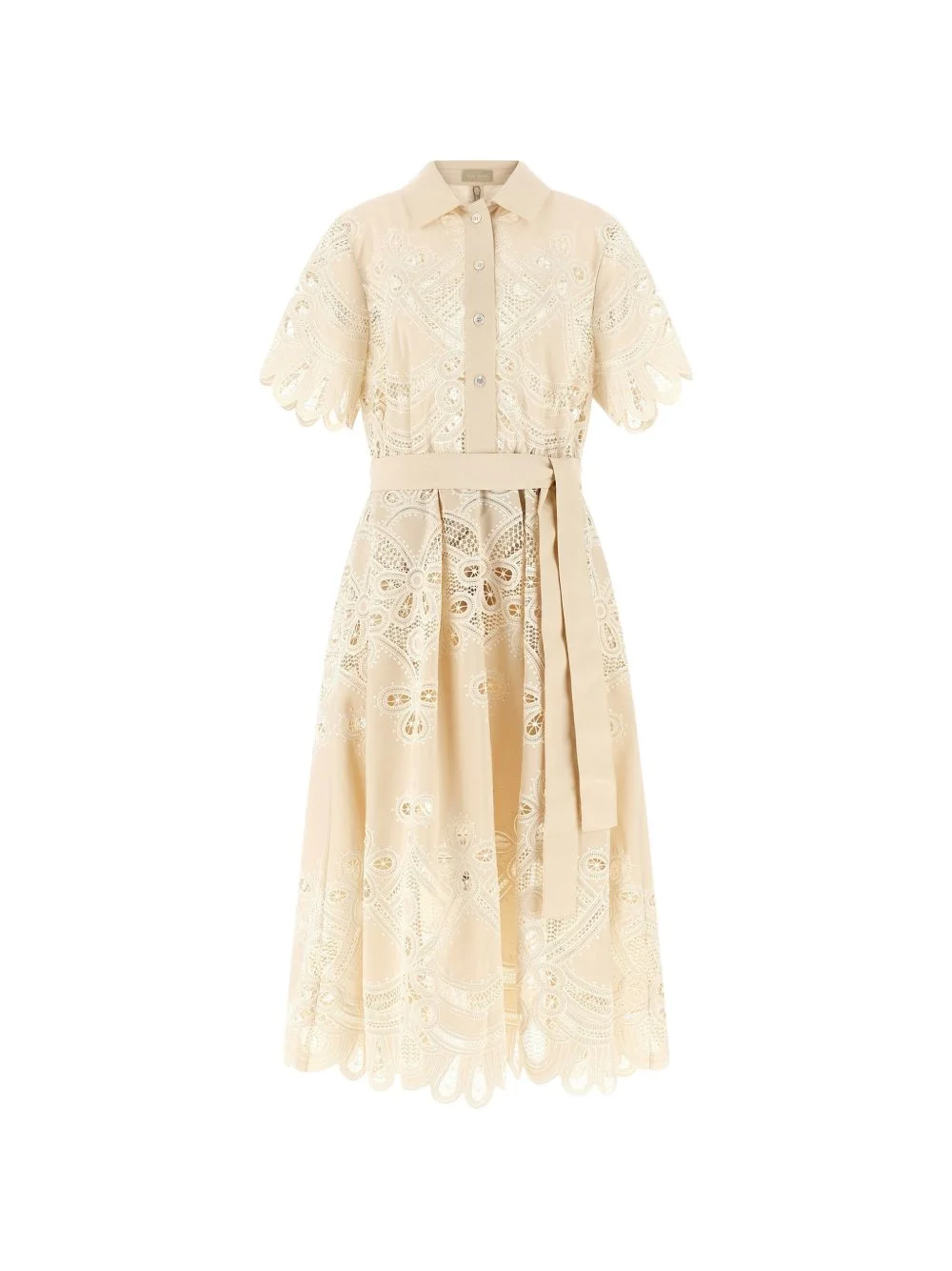 embroidered scalloped-hem midi dress - 1