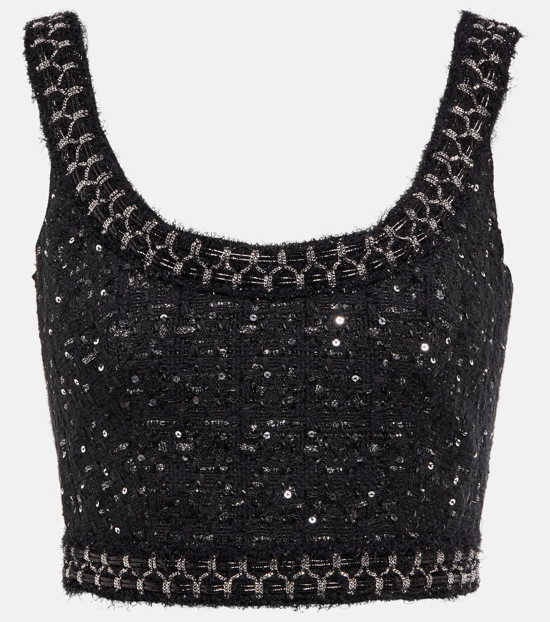 Embellished tweed crop top - 1