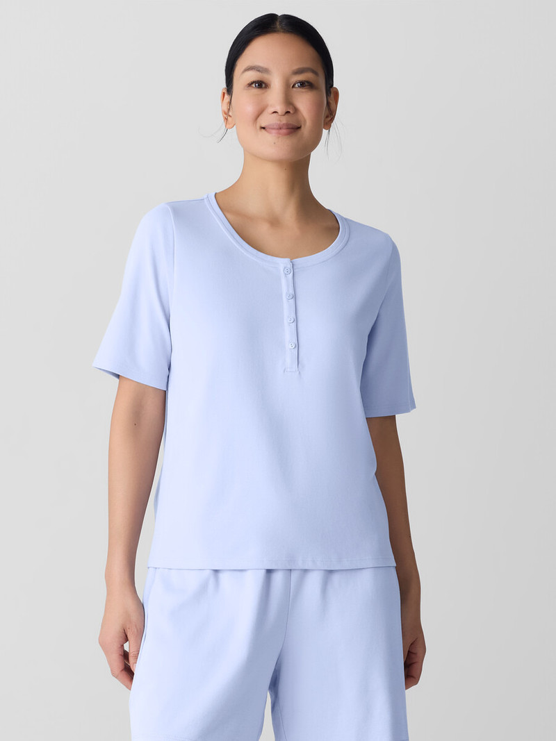 EILEEN FISHER Organic Cotton Interlock Henley Sleep Top outlook