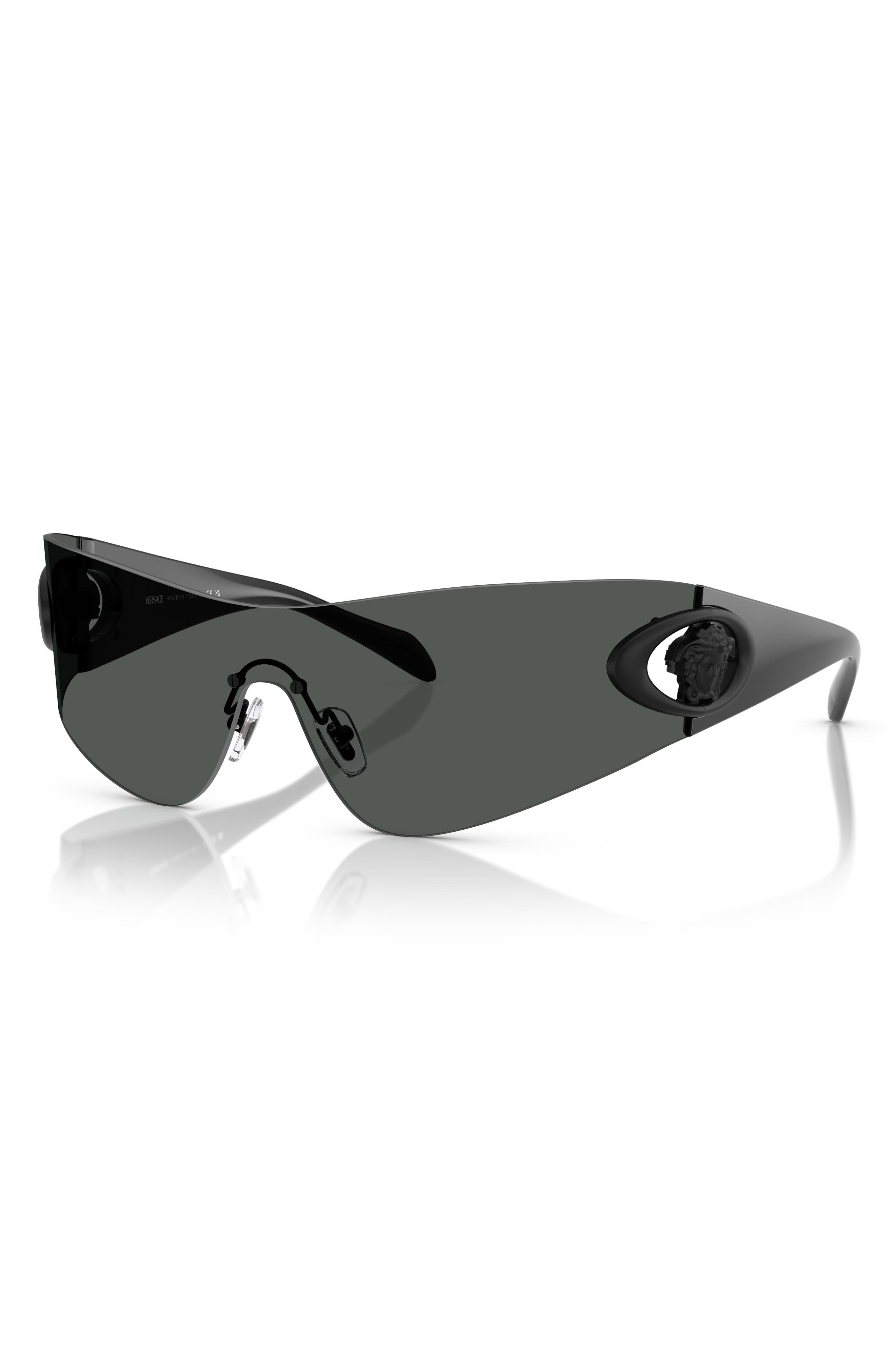 Versace Eclipse 142mm Rimless Wrap Shield Sunglasses in Dark Grey at Nordstrom - 2