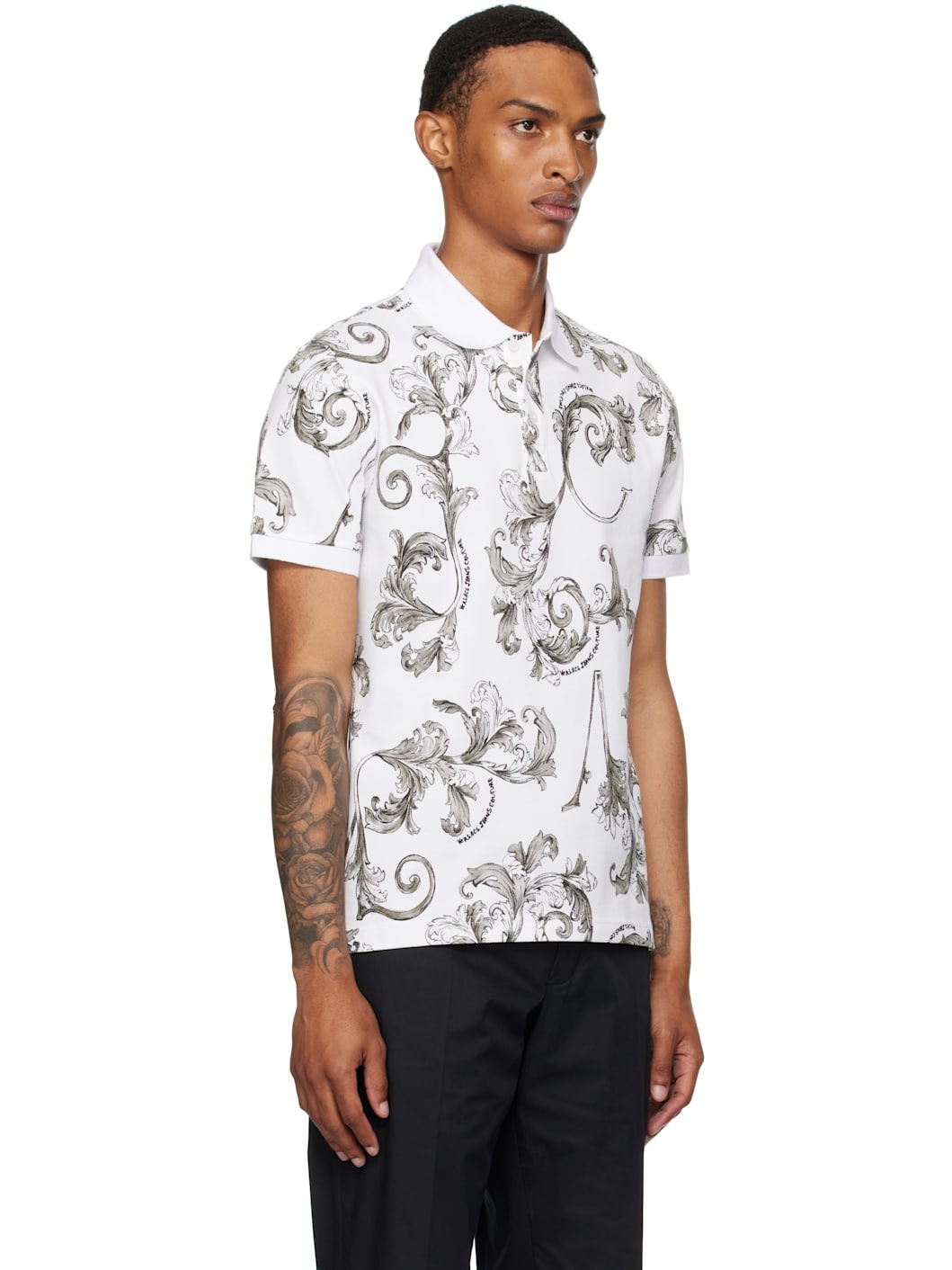 White & Gray Outline Barocco Polo - 2