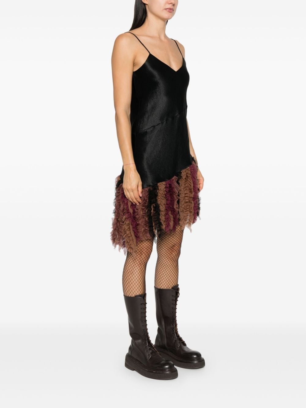 chiffon-detail slip dress - 3