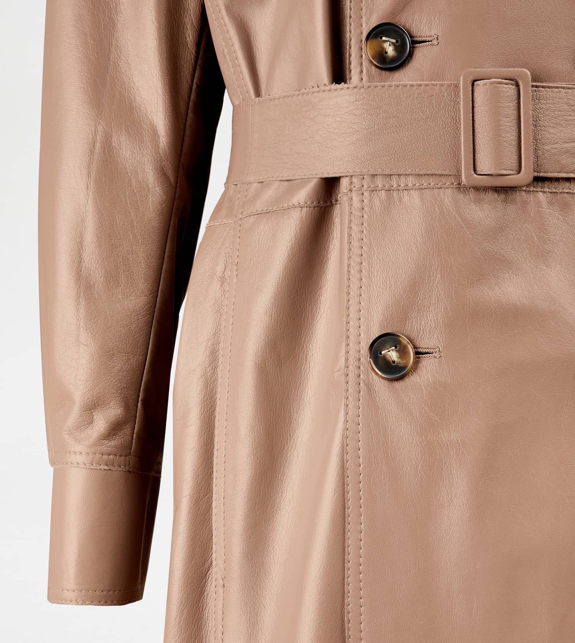 TRENCH COAT IN LEATHER - BROWN - 9