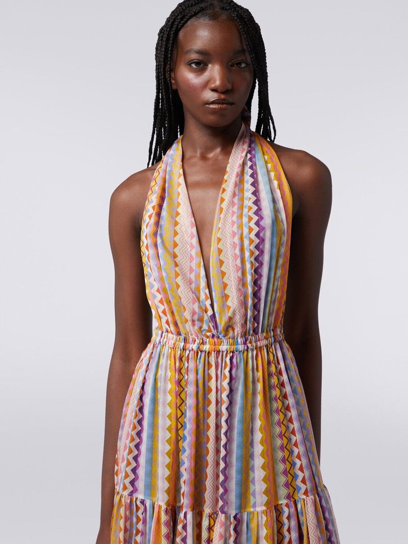 Long printed cotton and silk cover-up dress 5