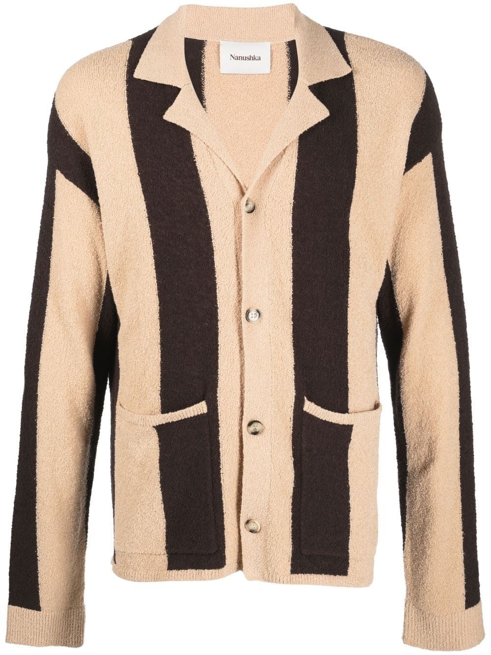 stripe-print notched-collar cardigan - 1