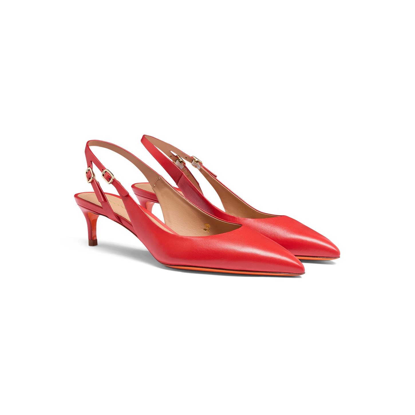 Women's red leather mid-heel slingback - 3