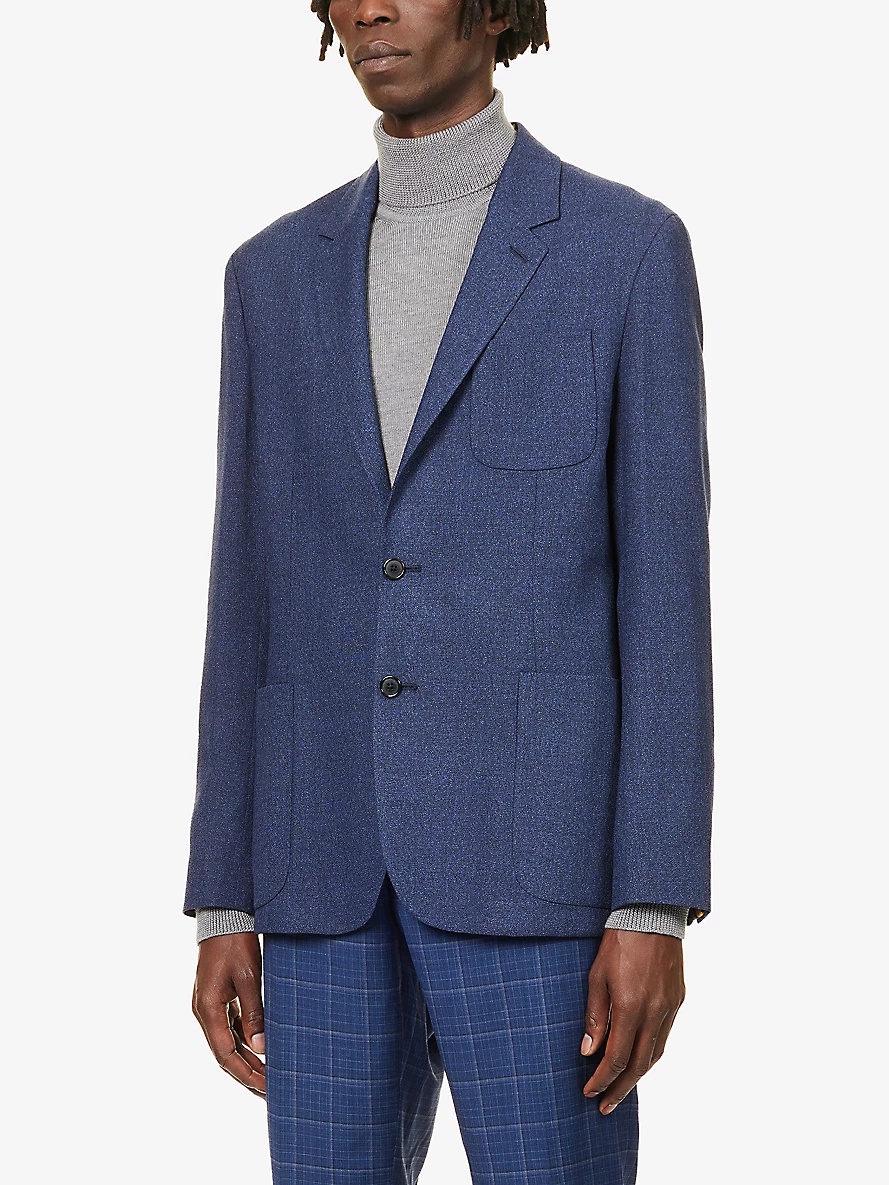 Single-breasted notched-lapel regular-fit wool blazer - 3