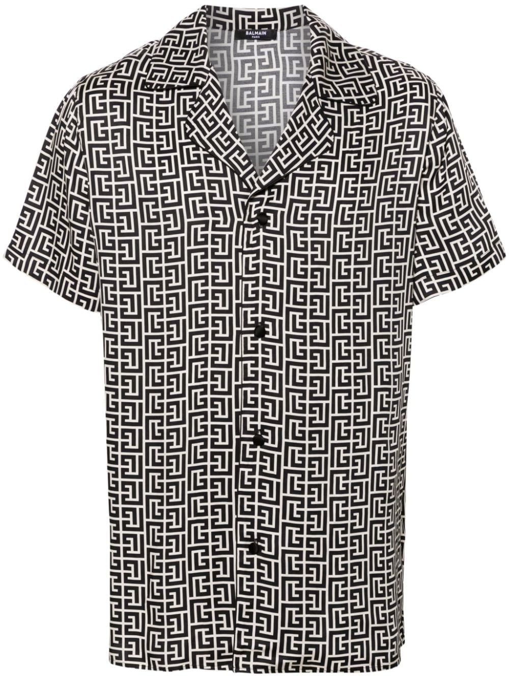 monogram-print short-sleeve shirt - 1