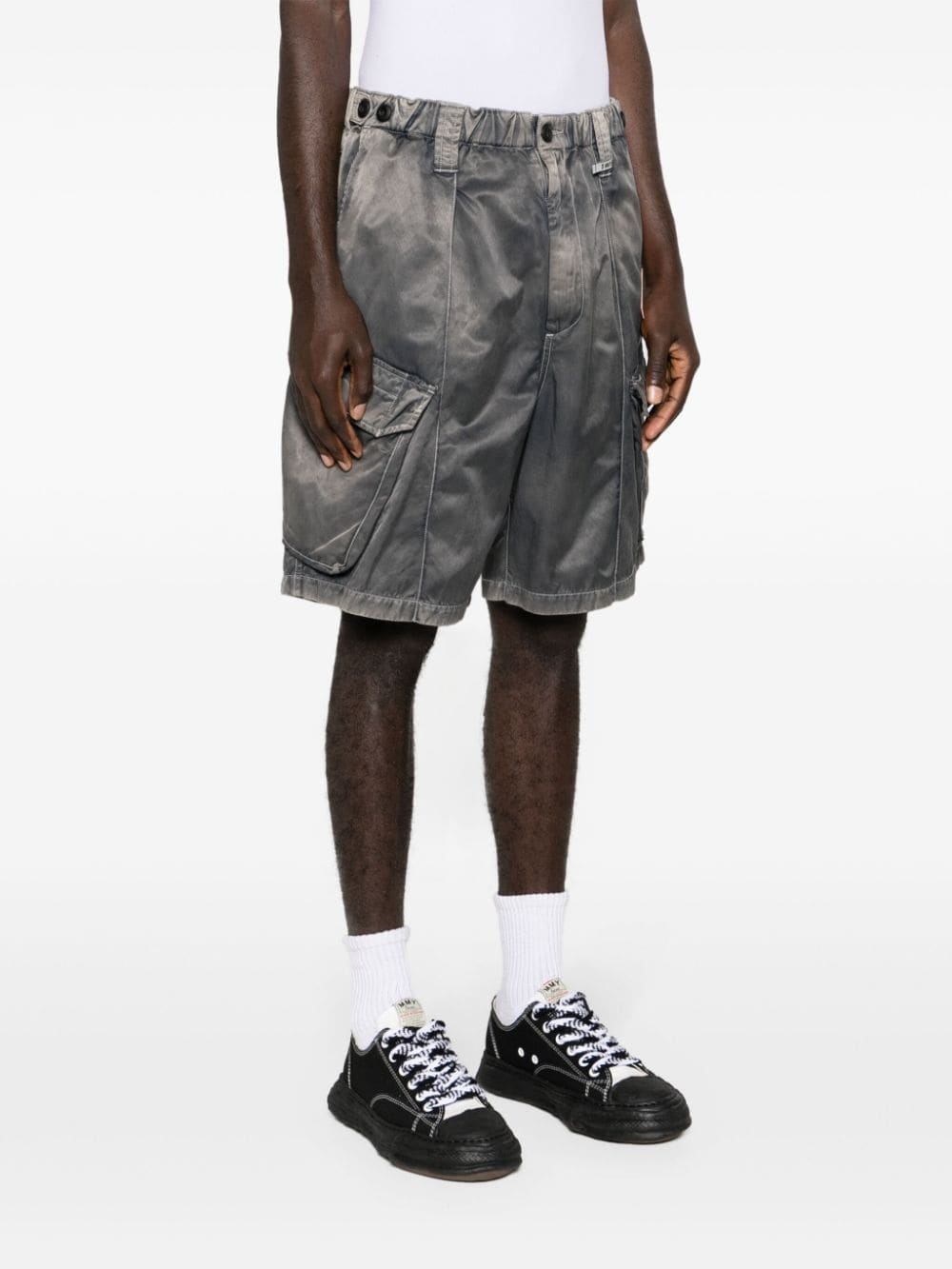 logo-patches wide-leg cargo shorts - 3