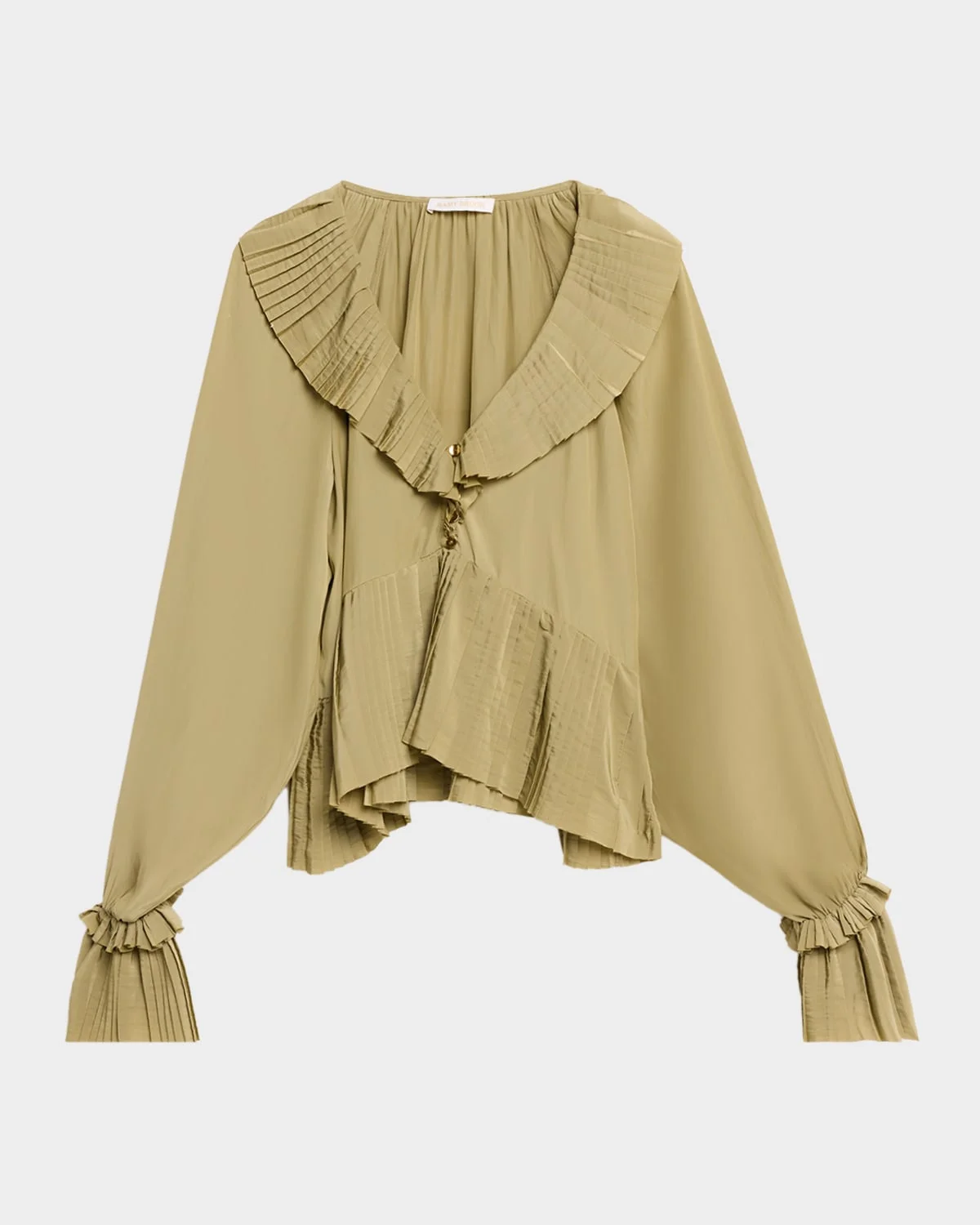 Jacklyn Pleated Ruffle-Trim Blouse - 1
