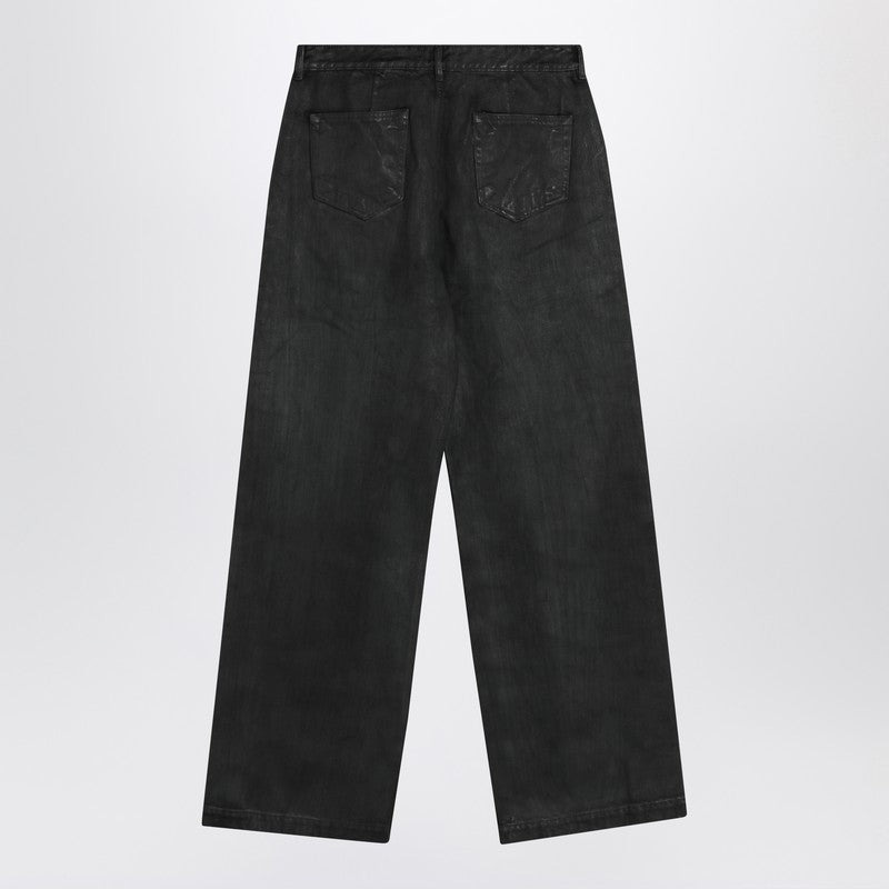 Drkshdw Wide-Leg Black Waxed Denim Jeans Men - 2