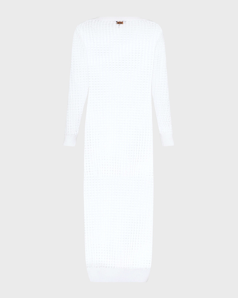WOMEN CROCHET T-SHIRT DRESS SOLID - 1